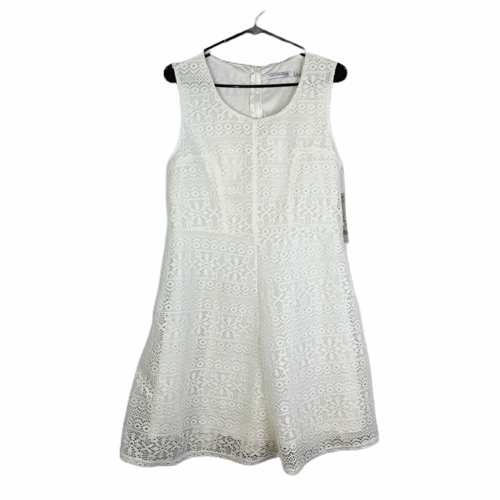 Petite large white notations lace dress